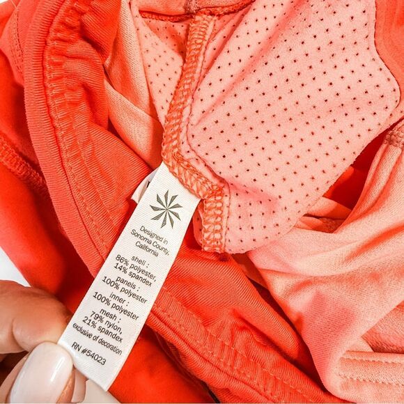 Athleta Bright Orange Running Shorts w/Back Zip Pocket & Reflective Trim Size M - Picture 9 of 9